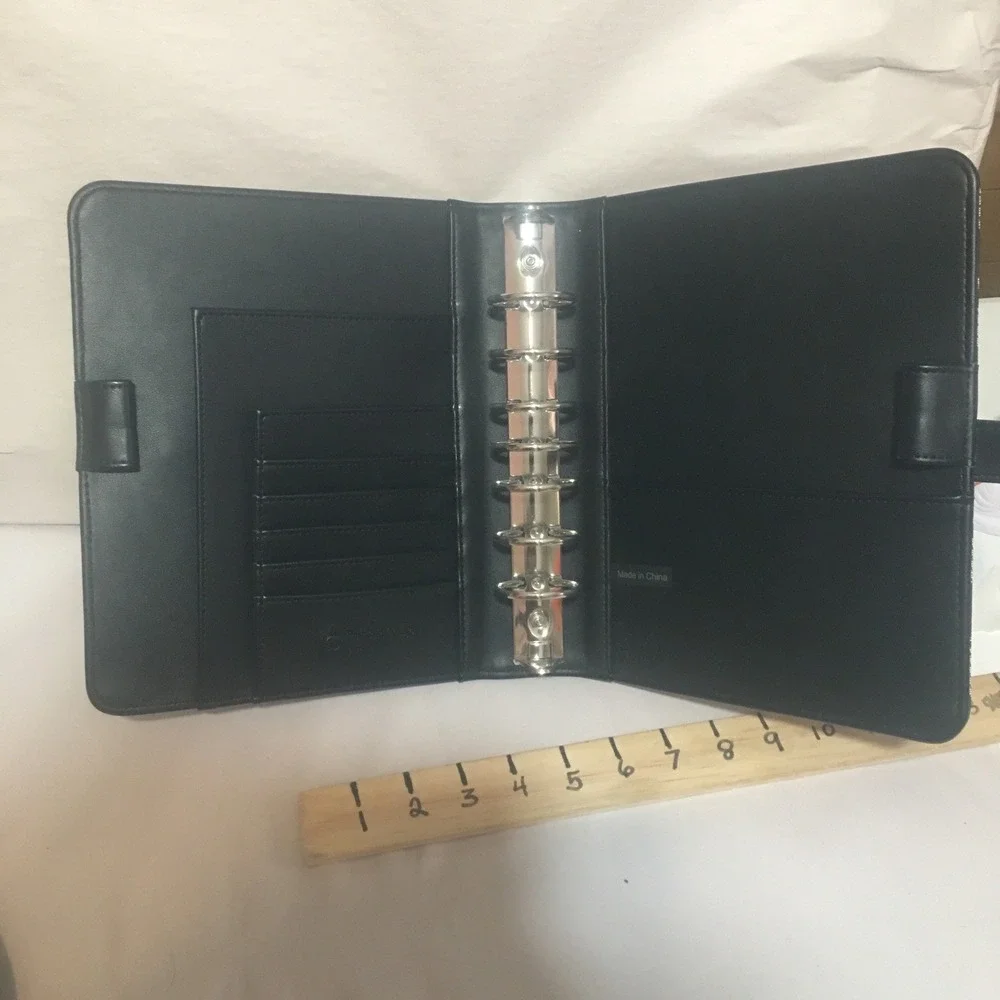 Franklin Covey Black/Tan Geometric Strap 6-Ring Compact Planner Organizer Binder